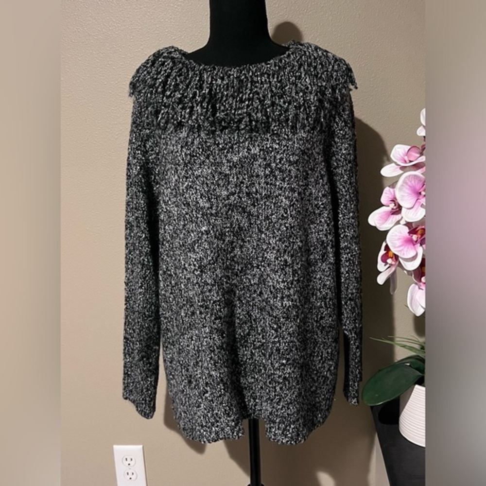 Norton McNaughton Long Sleeve Fringe Collar Sweater 2X